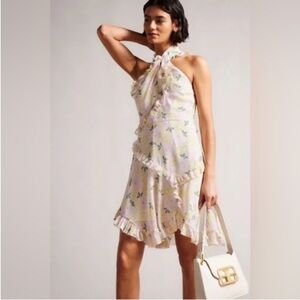 IN STORES NOW Ted Baker Elegant Sutton Halter Pink Halter Dress Sz 6 Ted Sz 2